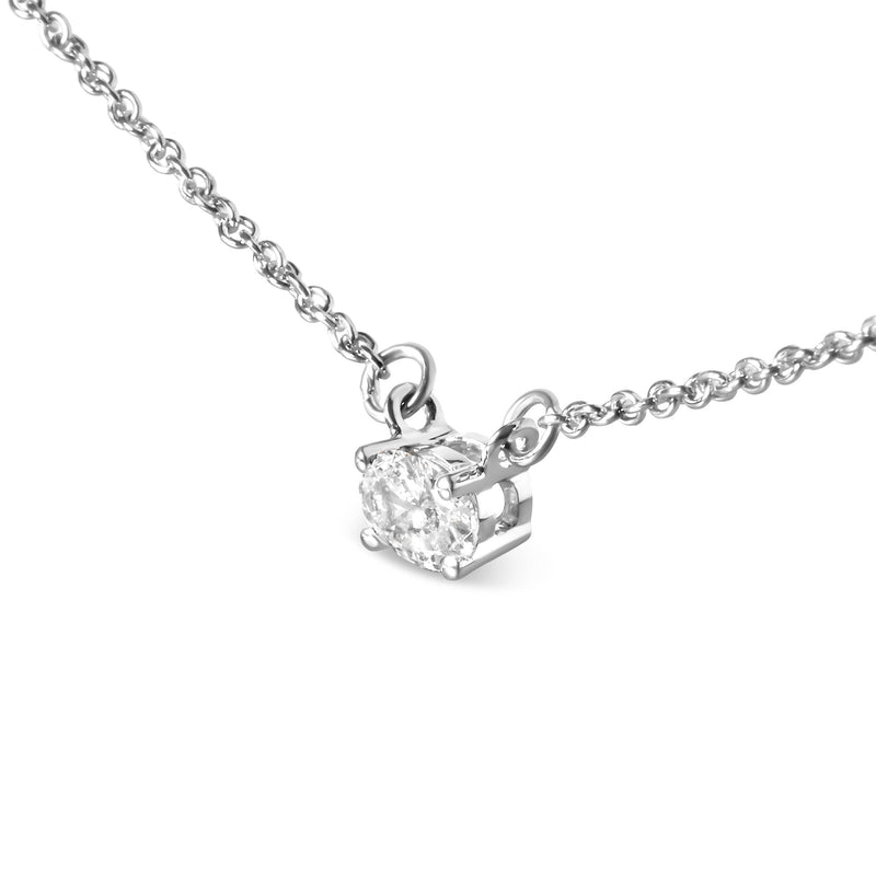 Bids.com 14K White Gold 1/4 Cttw Lab Grown Oval Solitaire Diamond East West 18" Pendant Necklace (G-H Color, VS2-SI1 Clarity) Necklaces