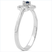 Bids.com 0.07 Carat Genuine Blue Sapphire .925 Sterling Silver Ring Rings