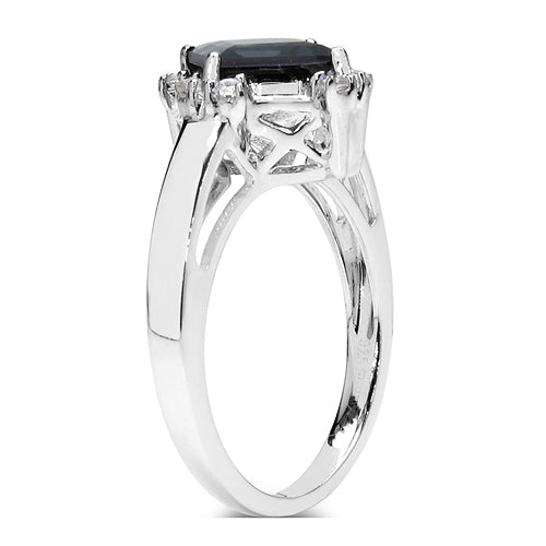 Bids.com 1.99 Carat Genuine London Blue Topaz & White Topaz .925 Sterling Silver Ring Rings