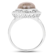 Bids.com 5.43 Carat Genuine Labradorite and White Topaz .925 Sterling Silver Ring Rings