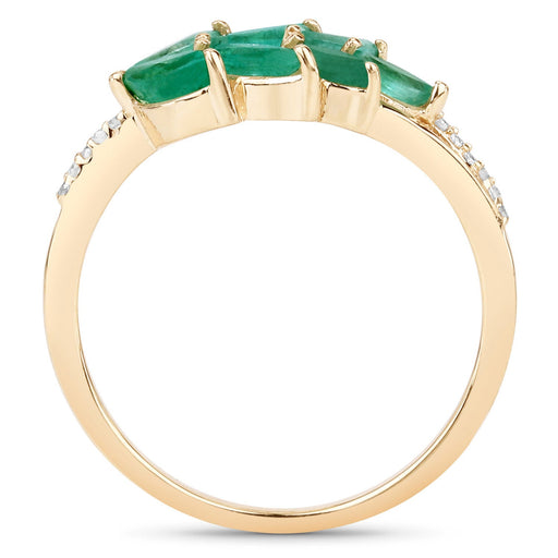 Bids.com 0.68 Carat Genuine Zambian Emerald and White Diamond 14K Yellow Gold Ring Rings