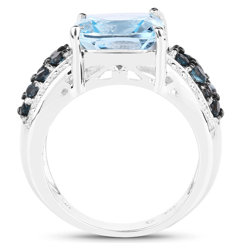 Bids.com 4.98 Carat Genuine Blue Topaz and London Blue Topaz .925 Sterling Silver Ring Rings