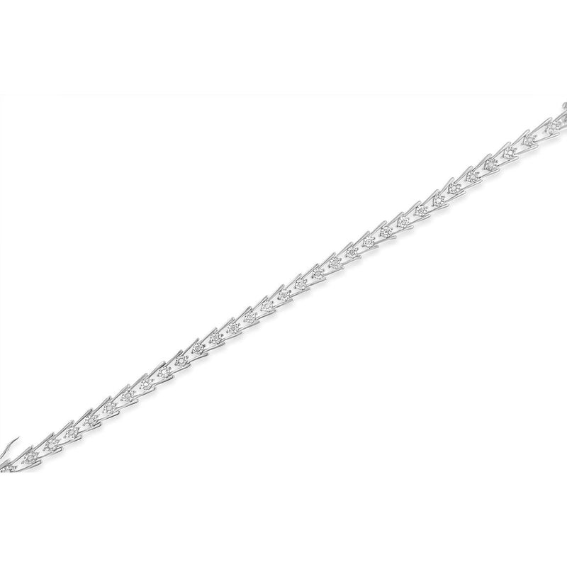 Bids.com Sterling Silver Diamond Wave-Style Link Bracelet (0.5 cttw, I-J Color, I3 Clarity) Bracelets