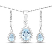 Bids.com 2.00 Carat Genuine Blue Topaz and White Topaz .925 Sterling Silver Jewelry Set Jewelry Sets
