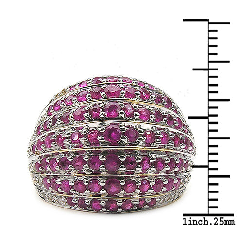 Bids.com 14K Yellow Gold Plated 2.94 Carat Genuine Ruby & White Topaz .925 Sterling Silver Ring Rings