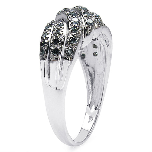 Bids.com 0.36 Carat Genuine Blue Diamond .925 Sterling Silver Ring Rings