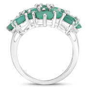 Bids.com 5.88 Carat Genuine Emerald .925 Sterling Silver Ring Rings