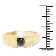 Bids.com 14K Yellow Gold Plated 0.25 Carat Genuine Black Diamond .925 Sterling Silver Ring Rings