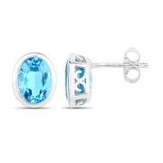 Bids.com 4.00 Carat Genuine Swiss Blue Topaz .925 Sterling Silver Earrings Earrings