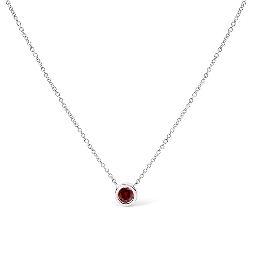 Bids.com 14K White Gold 1/2 Cttw Red Lab Grown Diamond Bezel-Set Solitaire 18" Pendant Necklace (Red Color, VS1-VS2 Clarity) Necklaces