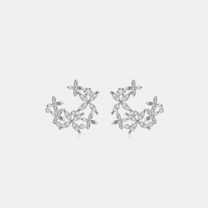 925 Sterling Silver Moissanite Lucky Clover Earrings