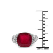 Bids.com 4.20 ct. t.w. Glass Filled Ruby and White Topaz Ring in Sterling Silver Rings