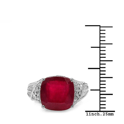 Bids.com 4.20 ct. t.w. Glass Filled Ruby and White Topaz Ring in Sterling Silver Rings