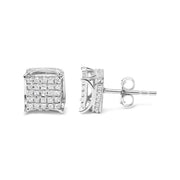 Bids.com 10K White Gold 1/2 Cttw Princess Cut Diamond Square Shaped Multi Stone Stud Earrings (H-I Color, SI1-SI2 Clarity) Earrings