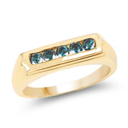 Bids.com 14K Yellow Gold Plated 0.40 Carat Genuine Blue Diamond .925 Sterling Silver Ring Rings