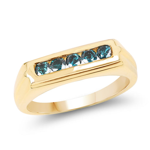 Bids.com 14K Yellow Gold Plated 0.40 Carat Genuine Blue Diamond .925 Sterling Silver Ring Rings