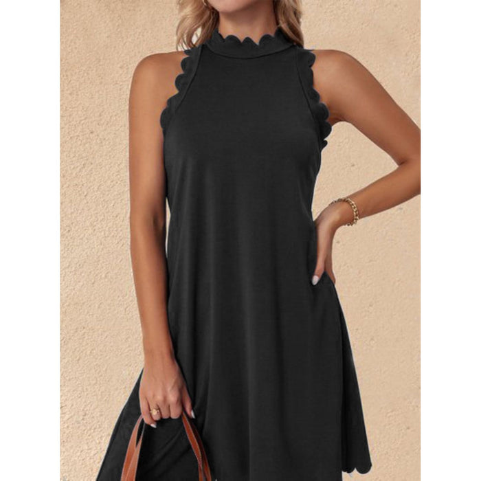 Mock Neck Sleeveless Mini Dress