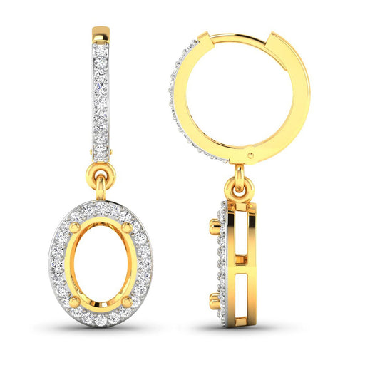 Bids.com 0.32 Carat Genuine White Diamond 14K Yellow Gold Semi Mount Earrings - holds 8x6mm Oval Gemstones Earrings