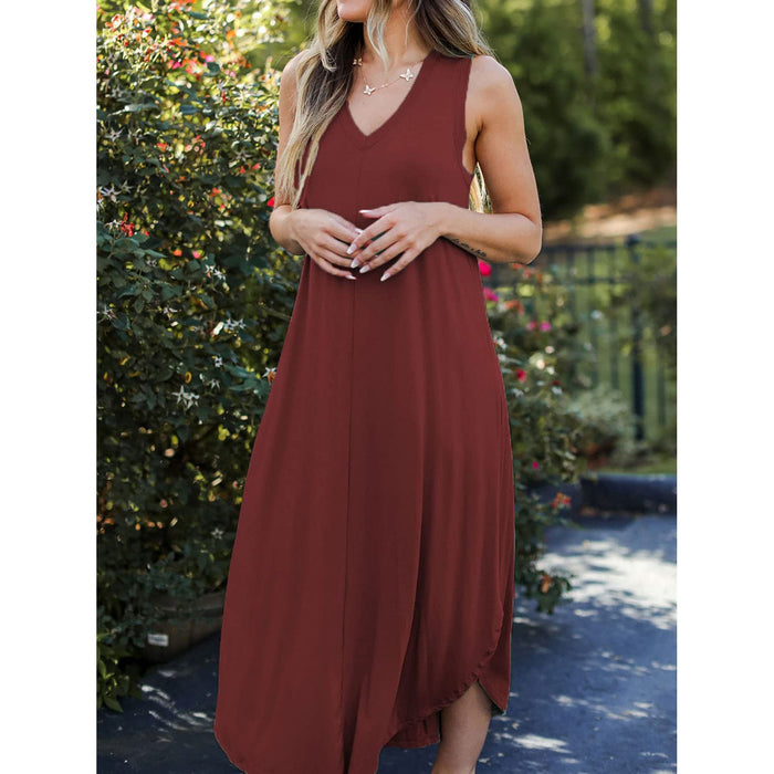 V-Neck Midi Tank Dress