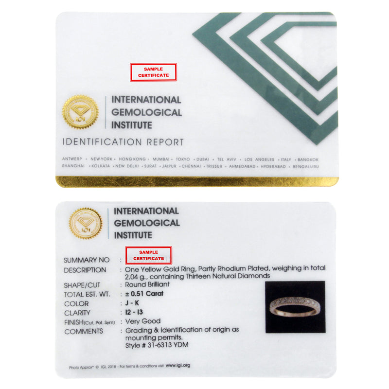 Bids.com IGI Certified 1/2 Cttw Diamond 10K Yellow Gold Prong Set Beaded Milgrain Band Style Ring (J-K Color, I2-I3 Clarity) - Size 7 Rings