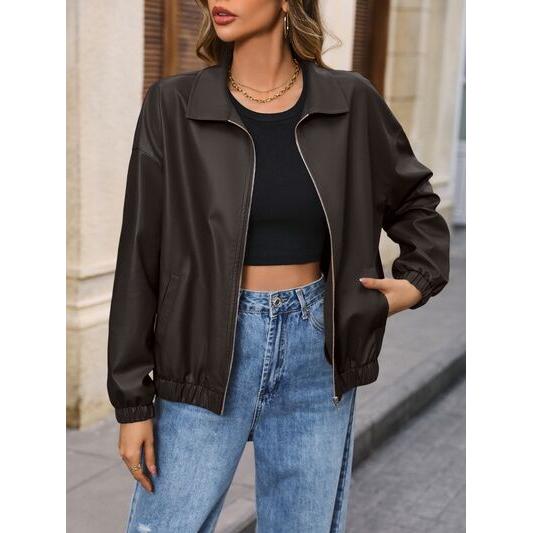 Zip Up Dropped Shoulder Jacket