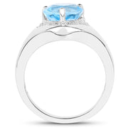 Bids.com 2.23 Carat Genuine Swiss Blue Topaz and White Topaz .925 Sterling Silver Ring Rings