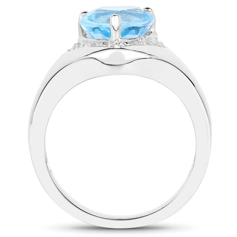 Bids.com 2.23 Carat Genuine Swiss Blue Topaz and White Topaz .925 Sterling Silver Ring Rings