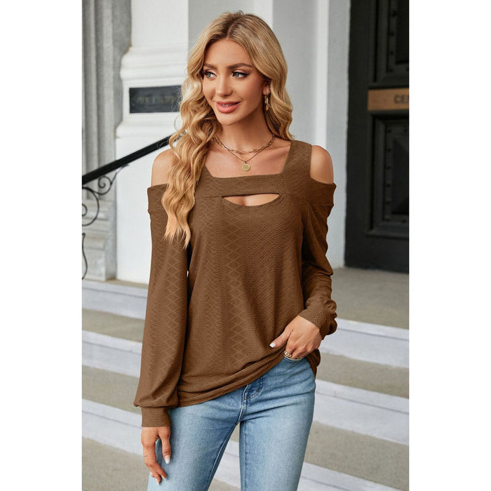 Cold Shoulder Square Neck Cutout Blouse