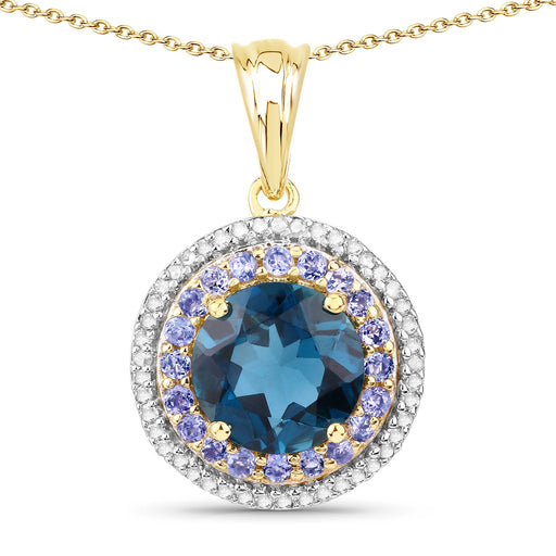 Bids.com "5.10 Carat Genuine London Blue Topaz, Tanzanite and White Topaz .925 Sterling Silver Pendant Pendants