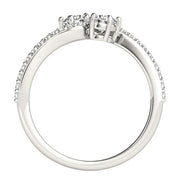 Bids.com Curved Band Two Stone Diamond Ring in 14k White Gold (3/4 cttw) Rings