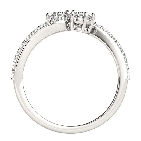 Bids.com Curved Band Two Stone Diamond Ring in 14k White Gold (3/4 cttw) Rings