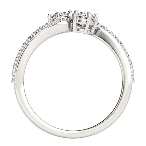 Bids.com Curved Band Two Stone Diamond Ring in 14k White Gold (3/4 cttw) Rings