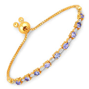 Bids.com 1.56 Carat Genuine Tanzanite and White Diamond .925 Sterling Silver Bracelet Bracelets