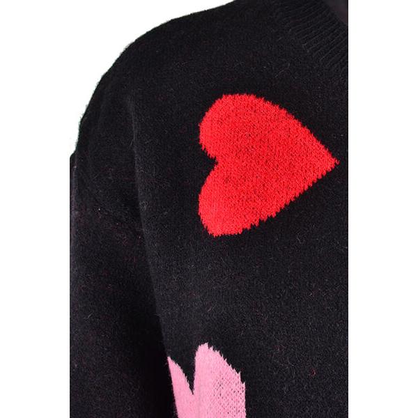 Heart Round Neck Droppped Shoulder Sweater