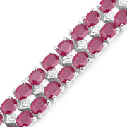 Bids.com 20.03 Carat Glass Filled Ruby and White Topaz .925 Sterling Silver Bracelet Bracelets