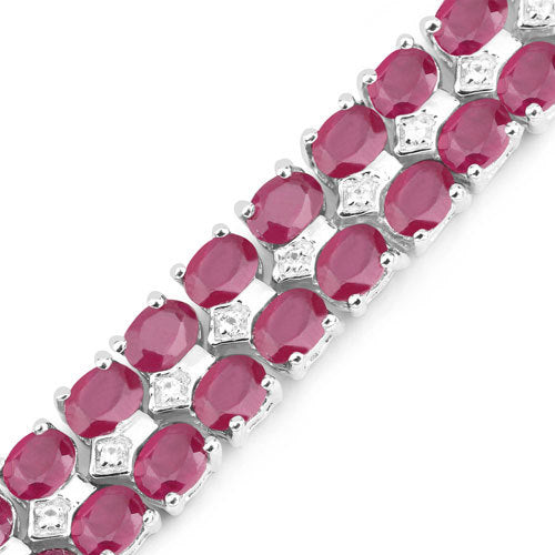 Bids.com 20.03 Carat Glass Filled Ruby and White Topaz .925 Sterling Silver Bracelet Bracelets