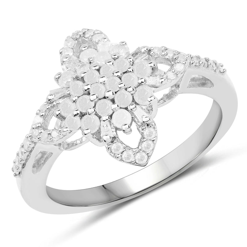 Bids.com 0.55 Carat Genuine White Diamond .925 Sterling Silver Ring Rings