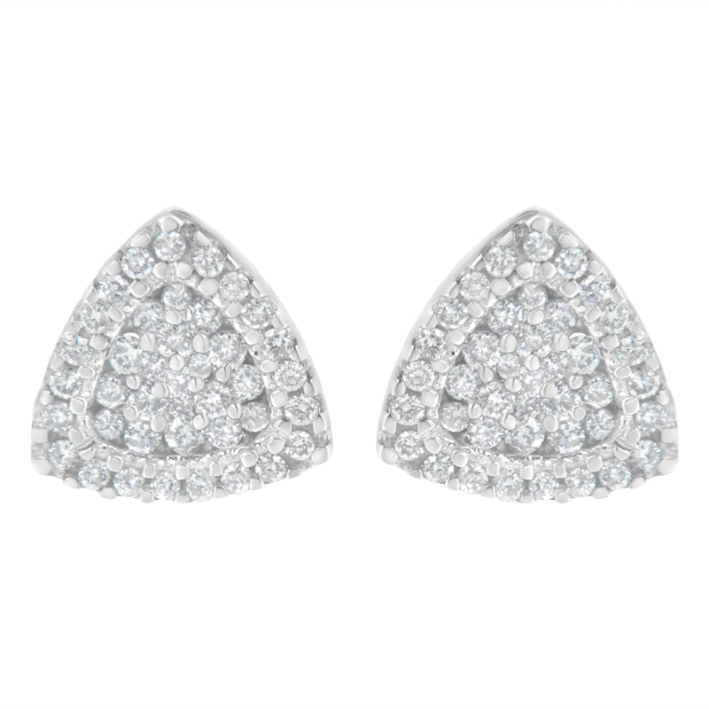 Bids.com 14K White Gold 1/2 cttw Trillion Shaped Diamond Stud Earrings (H-I Clarity, SI2-I1 Color) Earrings
