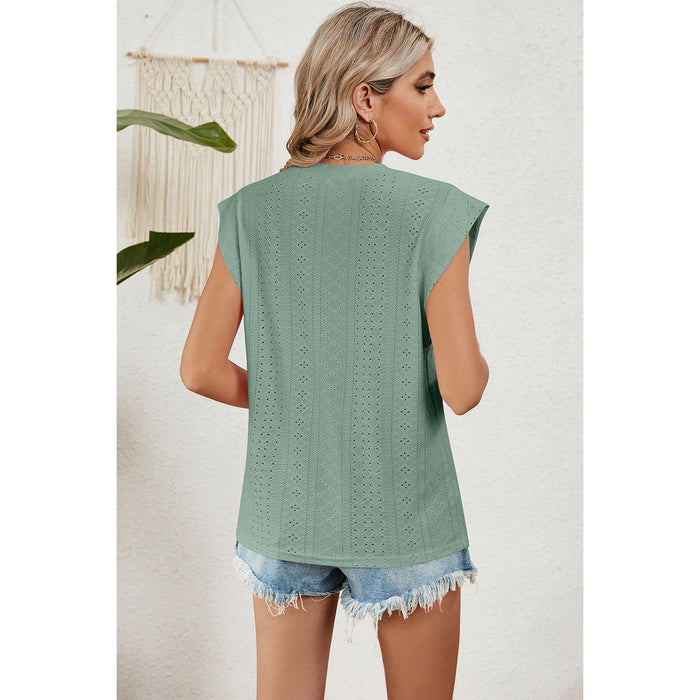 Eyelet Round Neck Tank