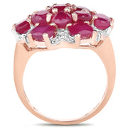 Bids.com 14K Rose Gold Plated 4.52 Carat Genuine Glass Filled Ruby .925 Sterling Silver Ring Rings