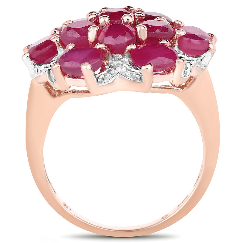 Bids.com 14K Rose Gold Plated 4.52 Carat Genuine Glass Filled Ruby .925 Sterling Silver Ring Rings