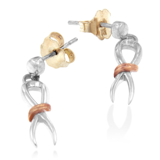 Bids.com 10K Two-Toned Gold Flash Plated .925 Sterling Silver Awareness Ribbon Dangle Earrings Earrings