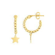 Bids.com 14K Yellow Gold Drop Star Charm Beaded Hoop Earrings Earrings