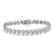 Bids.com .925 Sterling Silver 2.0 Cttw Round-Cut Diamond "S" Link Bracelet (I-J Color, I3 Clarity) - 7.25" Bracelets