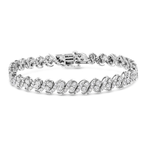 Bids.com .925 Sterling Silver 2.0 Cttw Round-Cut Diamond "S" Link Bracelet (I-J Color, I3 Clarity) - 7.25" Bracelets