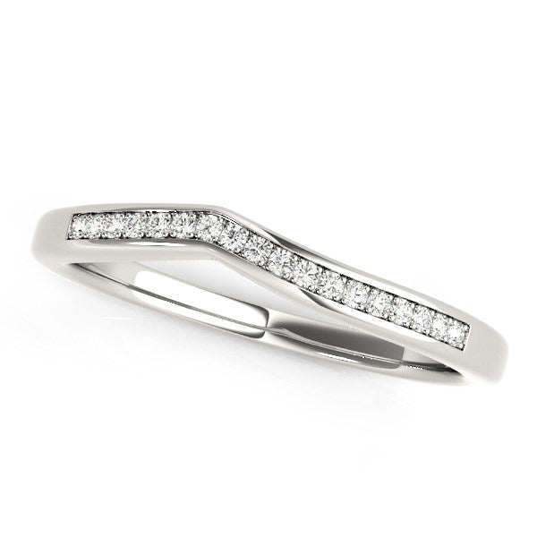 Bids.com 14k White Gold Modern Curved Design Diamond Wedding Band (1/10 cttw) Rings