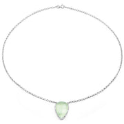 Bids.com 10.77 Carat Genuine Prehnite And White Topaz .925 Sterling Silver Pendant Pendants