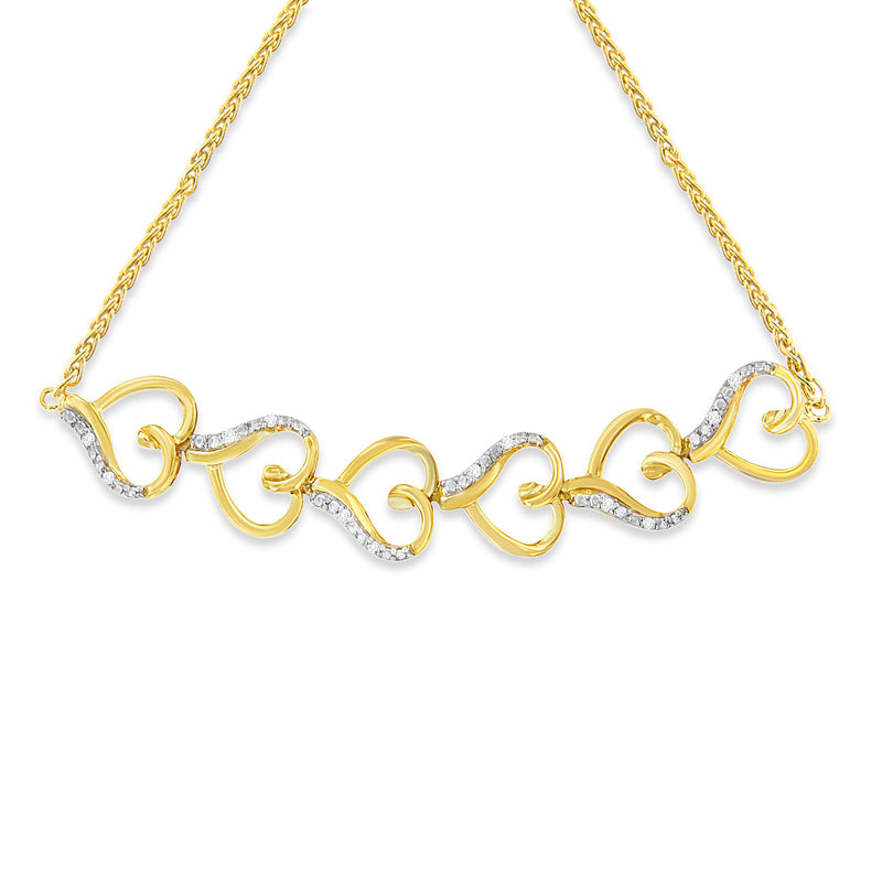Bids.com 14K Yellow Gold Plated .925 Sterling Silver Diamond Accent Heart Link Bolo Bracelet Bracelets