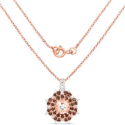 Bids.com 18K Rose Gold Plated 1.61 Carat Genuine Morganite, Smoky Quartz and White Zircon .925 Sterling Silver Pendant Pendants