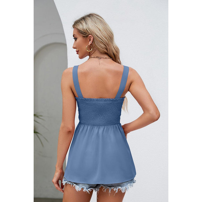 Smocked Square Neck Babydoll Tank